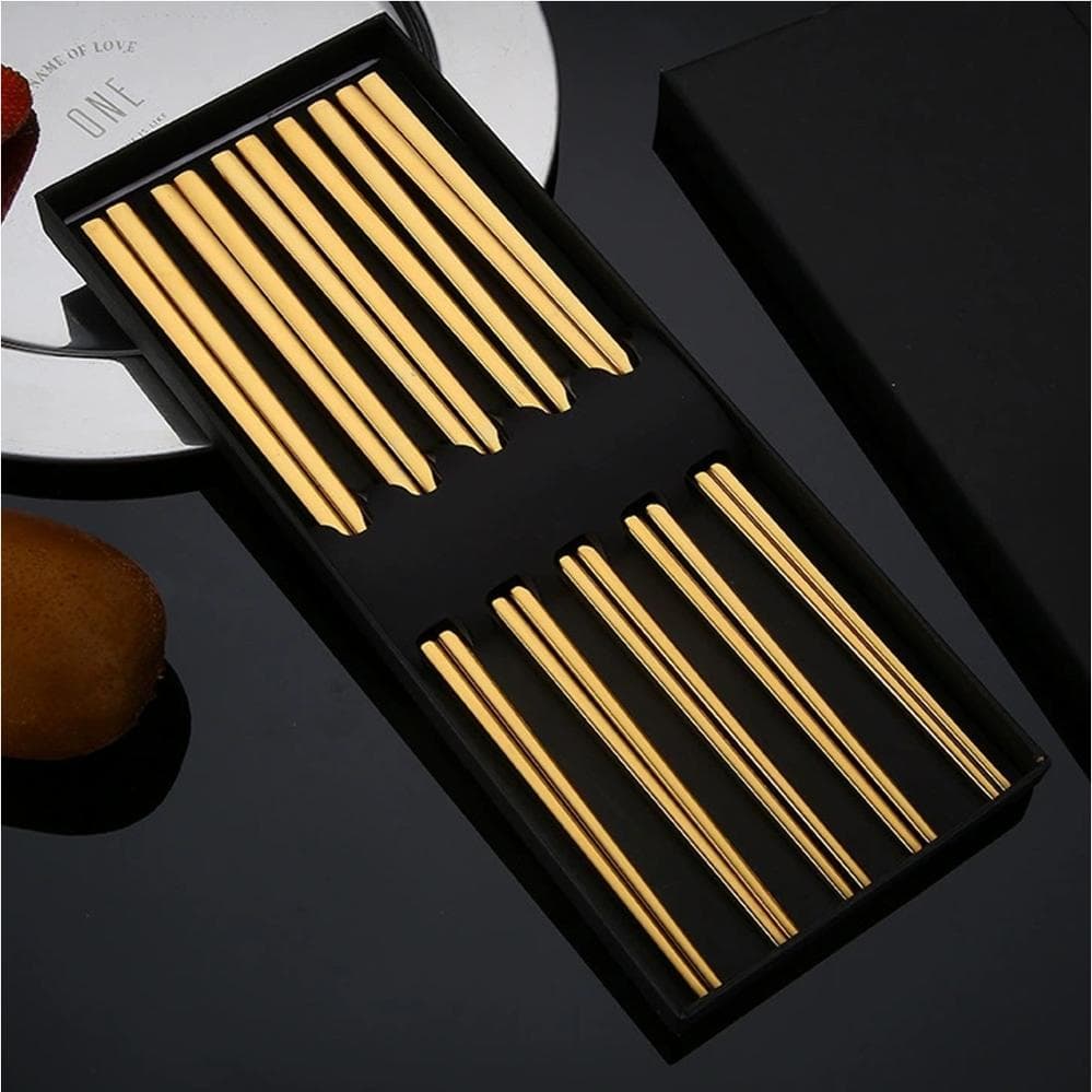 Stainless Steel Chopsticks 5-Pair Gift Set (23.5cm) - Style 01