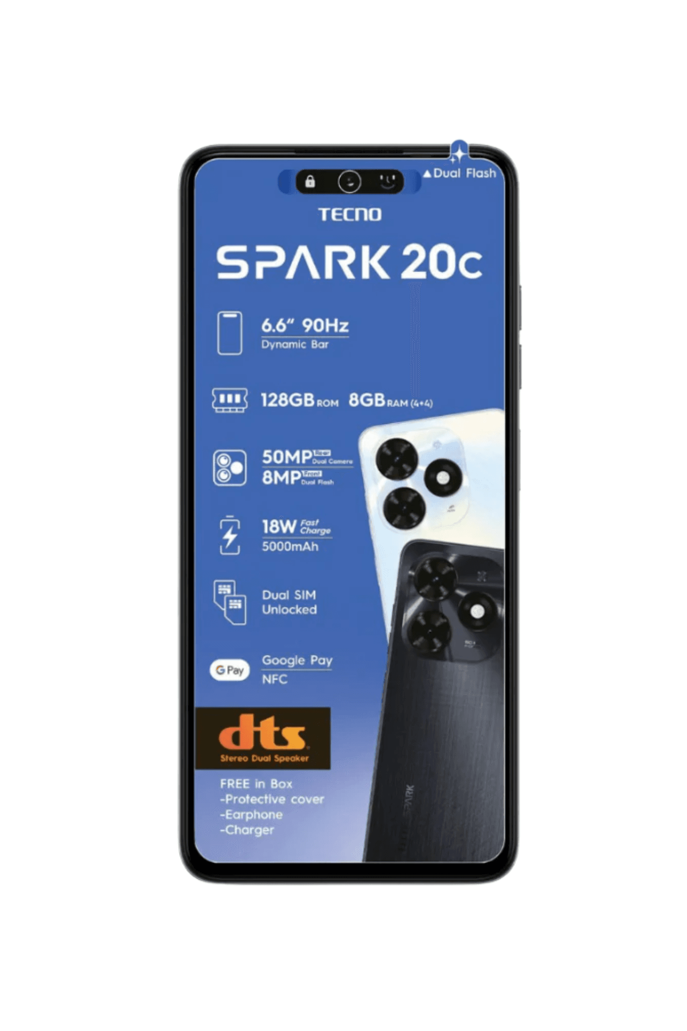 Spark 20C 128GB Dual Sim Black Cellphone