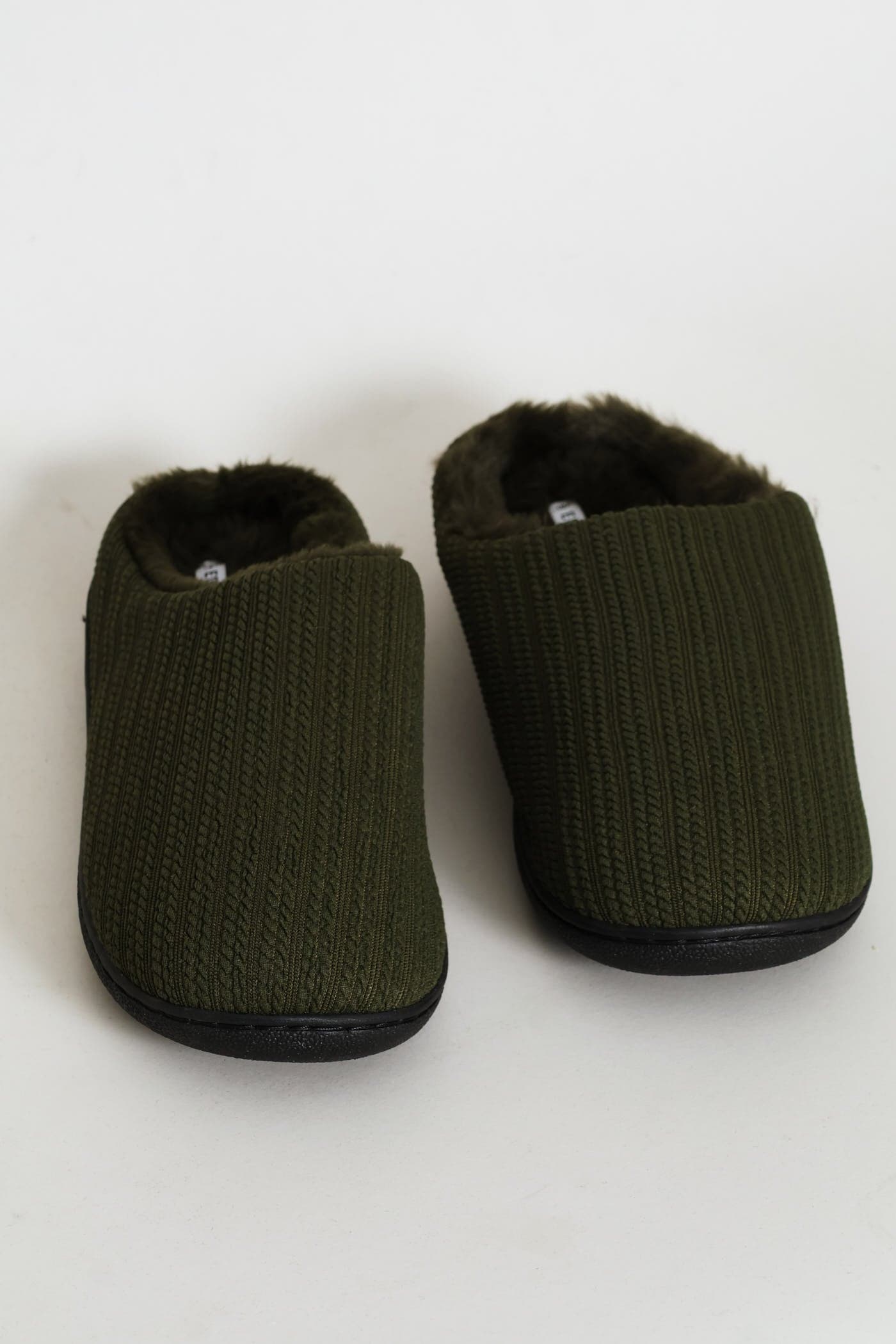 Braided Knit Upper Slipper - Olive