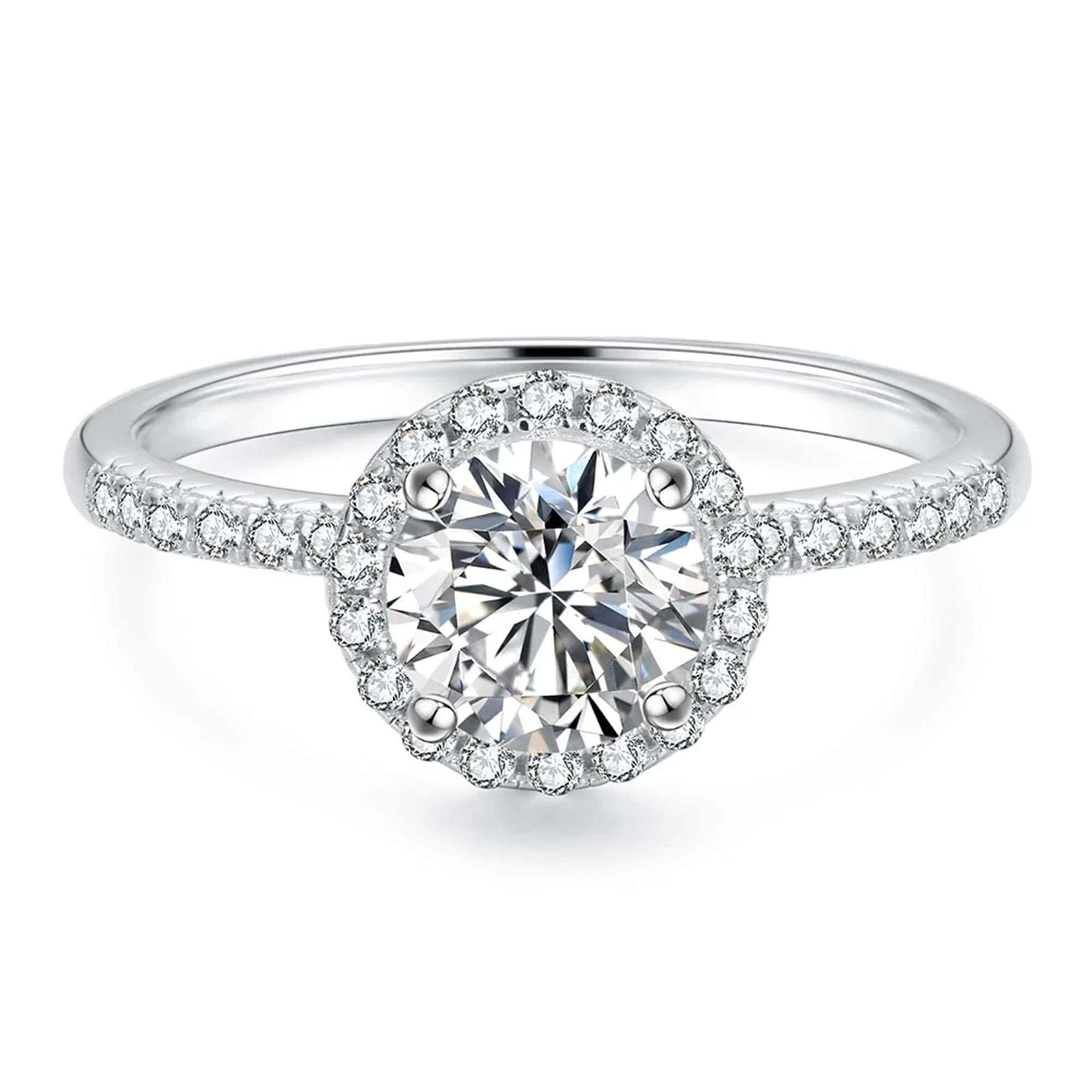 Premium Moissanite Engagement Ring - Sterling Silver