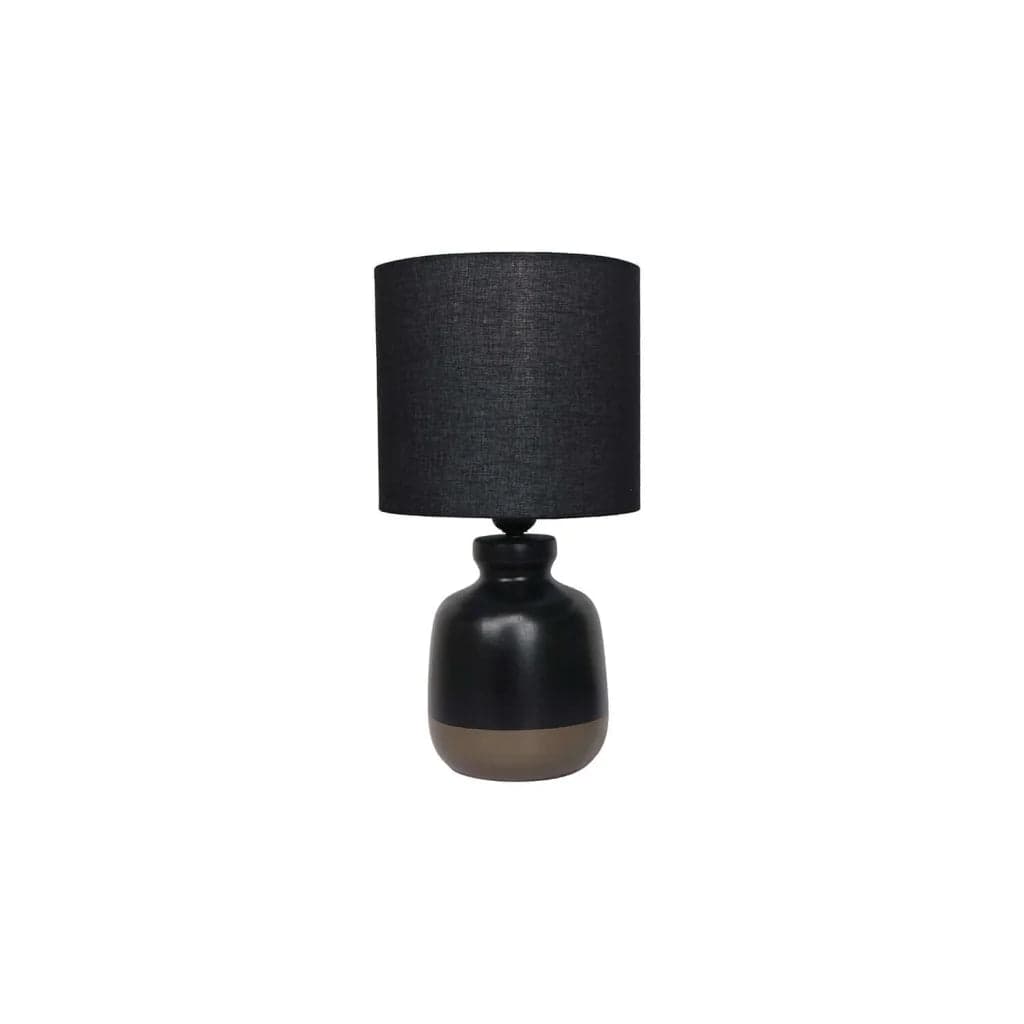 TABLE LAMP TWO TONE BLACK GREY FABRIC SHADE
